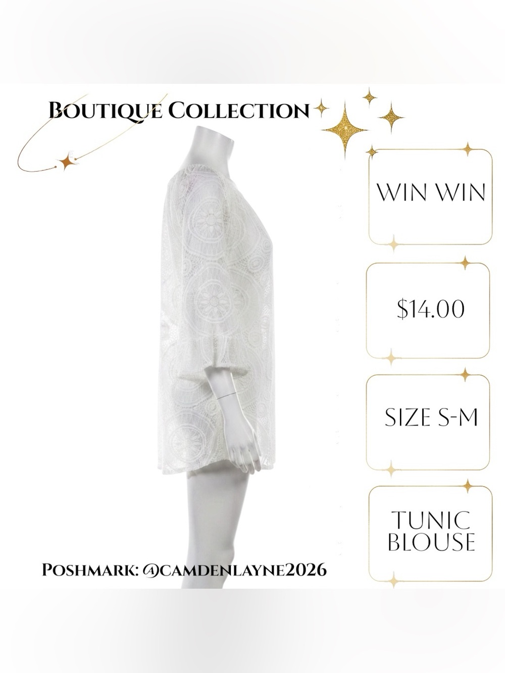 WinWin White Off-Shoulder Eyelet Tunic - Picture 8 of 9